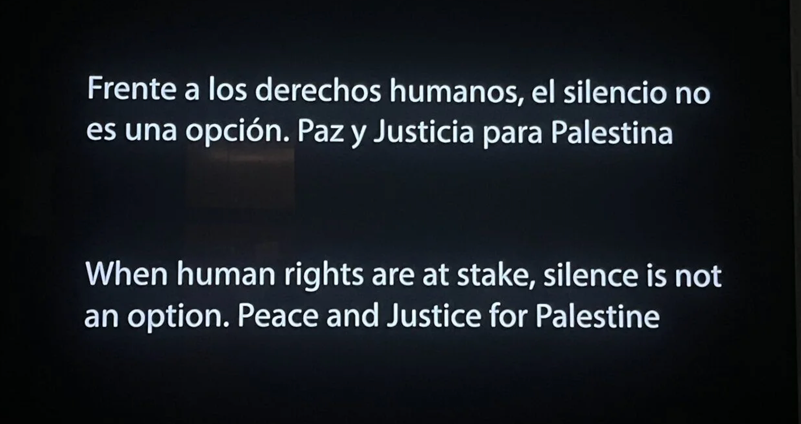 Texto que puso RTVE en pantalla durante la final de Eurovision 2025