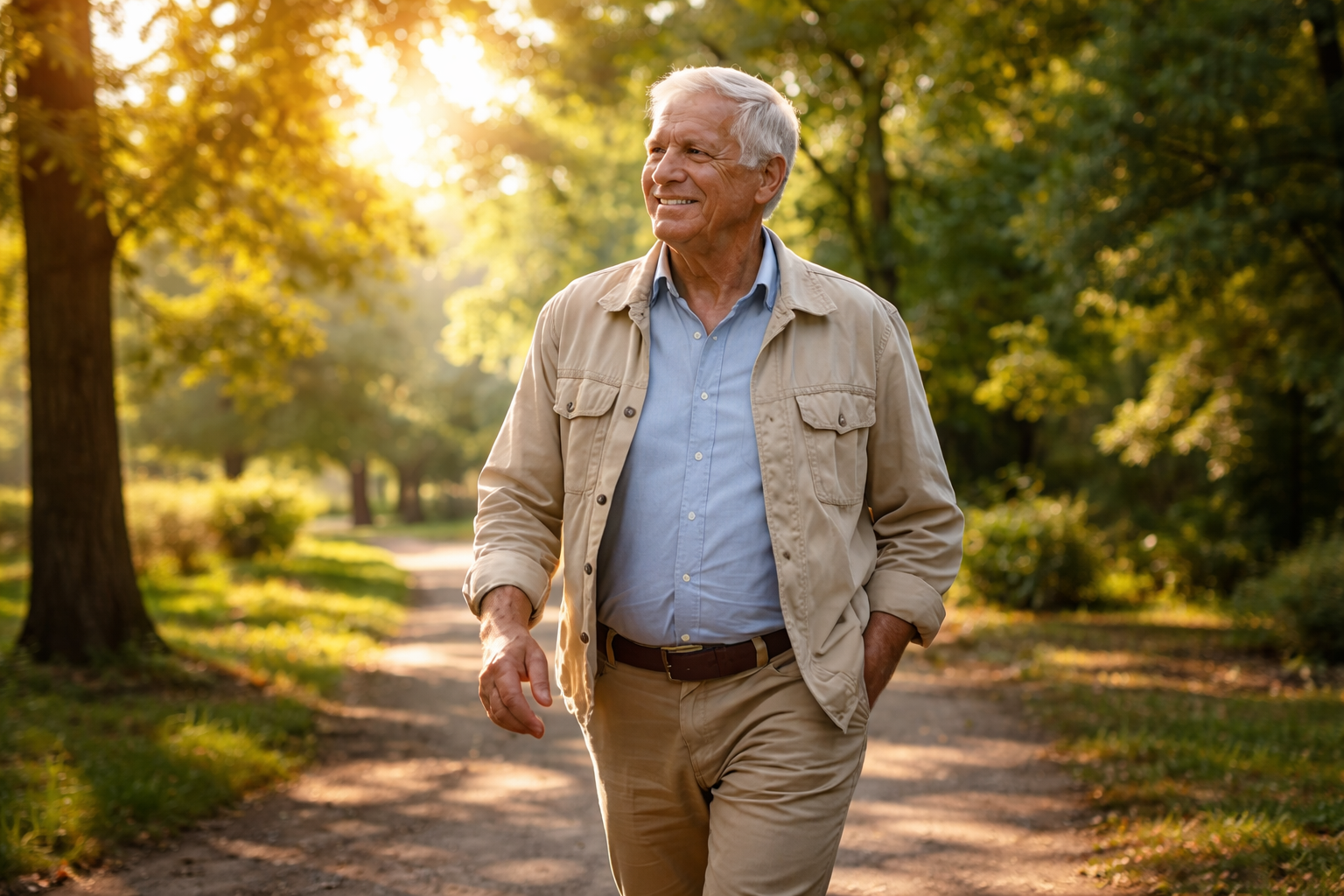 Hombre paseando por el parque