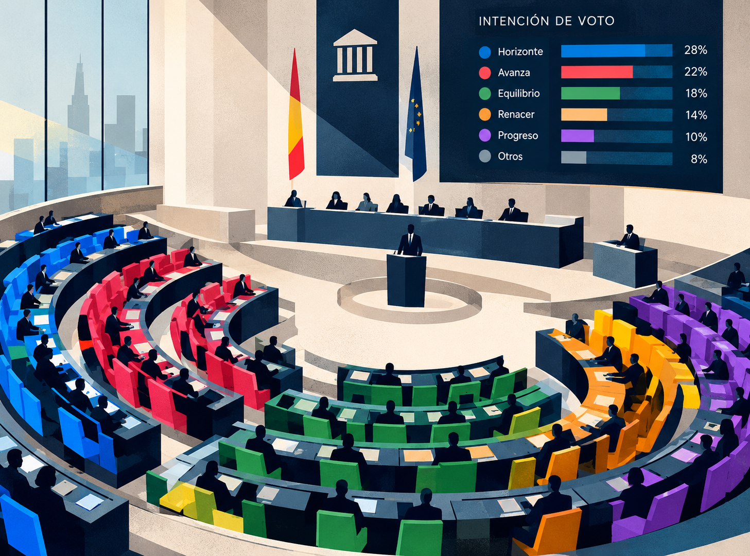 Cámara parlamentaria con intención de voto